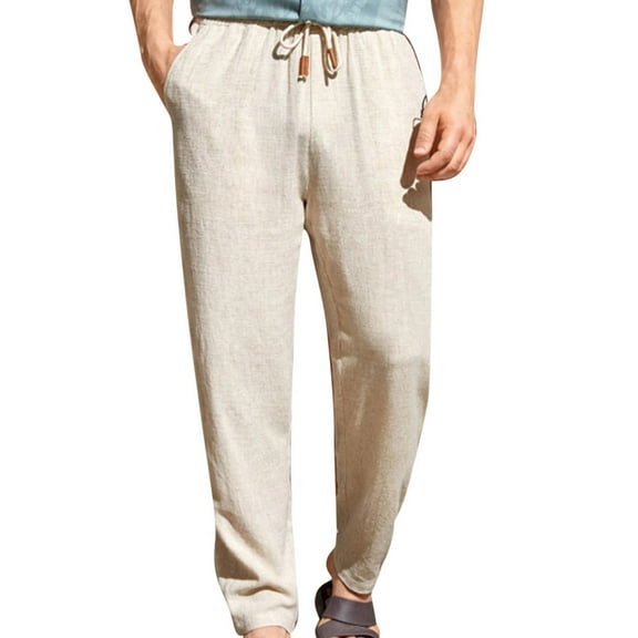 HOMADLES Mens Sweatpants Straight Leg Soft Relaxed Fit with Drawstring Outdoor Running Pants Jogger Pants Beige M