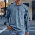 thumbnail image 1 of HOMADLES Mens T Shirt Long Sleeve Lapel Button Solid Pique Golf Shirt, Pullover Shirt Blue 2XL, 1 of 6