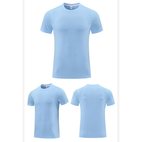 HOMADLES Mens T Shirts Ice Silk Crewneck Loose Casual Gym Knit Pullover Short Sleeve Light Blue S