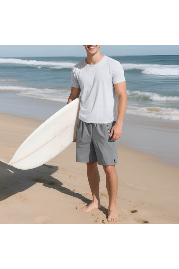 Mens T Shirts Slim Crewneck Elastic Summer Shirt Short Sleeve, Tee White 3XL