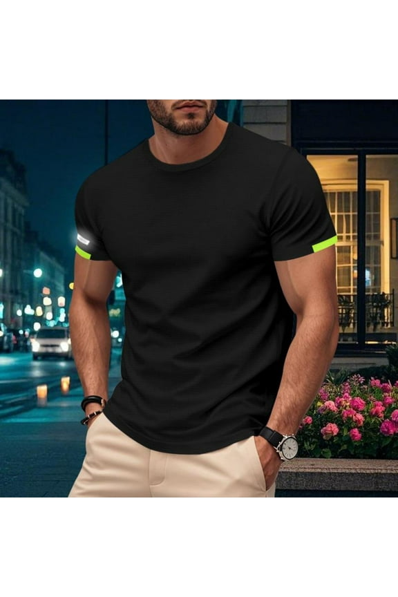 Mens T-shirt Crewneck Ice Silk Mesh Muscle Thin Pullover Short Sleeve Short Sleeve Black 2XL