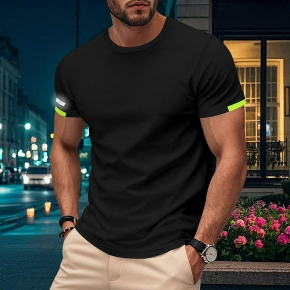 HOMADLES Mens T-shirt Crewneck Ice Silk Mesh Muscle Thin Pullover Short Sleeve Short Sleeve Black L