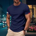 thumbnail image 1 of HOMADLES Mens T-shirt Crewneck Ice Silk Mesh Muscle Thin Pullover Short Sleeve Short Sleeve Navy 4XL, 1 of 9