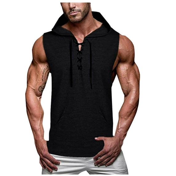 HOMADLES Undershirts for Men Muscle Loose Crewneck Sleeveless Tops Black L