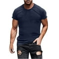 thumbnail image 1 of HOMADLES Mens Tee Crewneck Cotton Loose Stretch Lightweight Solid Short Sleeve Tee Navy M, 1 of 5