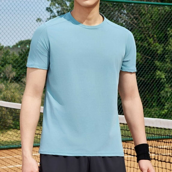 HOMADLES Mens T-Shirt Short Sleeve Solid Lightweight Crewneck Slim Fit Soft Stretch Summer Tee Green M