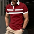 thumbnail image 1 of HOMADLES Mens polo Shirt Elasstic Stripe Soft polo Shirt Red L, 1 of 3