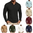 thumbnail image 1 of HOMADLES Mens polo Shirt Long Sleeve with Collar Button Lightweight Work Shirt Solid Color Stretch Soft Tops Beige Size L, 1 of 8