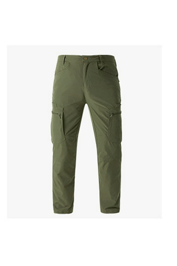 Plus Size Mens Work Pants Windproof Outdoor Hiking Pants Multi Pockets Trousers Army Green 4XL