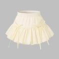thumbnail image 1 of HOMADLES School Skirts for Girls, Fashion Bow Solid High Waist A-Line Skirt Summer Skater Skirt Skorts Beige 10 T, 1 of 6