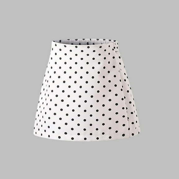HOMADLES School Skirts for Girls, Girls School Uniform Skirt Elastic High Waist A-Line Skirt Fashion Skater Skirt Skorts White 9 T
