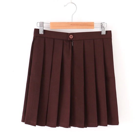HOMADLES School Skirts for Girls, Summer Athletic Mini Skirts with Liner Elastic High Waist School Uniform Skirt Brown 11 T