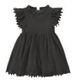thumbnail image 1 of HOMADLES Short Sleeve Girls Dress Round Neck Soft Flying Sleeves, Loose Sundress Black 5 years, 1 of 3