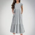 thumbnail image 1 of HOMADLES Short Sleeve Girls Dress Round Neck Solid, Sundress Gray 11-12T, 1 of 5