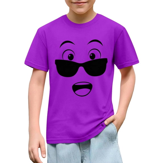 HOMADLES Short Sleeve Shirts for Boys Graphic Tees Summer Casual Daily T-Shirts, Purple 2-3 T