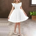thumbnail image 1 of HOMADLES Summer Toddler Girls Dress Crewneck Mesh Ruffed Stretch Ruffed Layered Breathable Princess Dress Dress White 4 T, 1 of 7