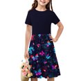 thumbnail image 1 of HOMADLES Summer Short Sleeve Dress for Girls Crewneck Losse, Printed Sundress C Multicolor 5 T, 1 of 7