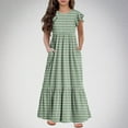 thumbnail image 1 of HOMADLES Summer Short Sleeve Dress for Girls Crewneck Losse, Sundress Green 9-10T, 1 of 5