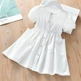 thumbnail image 1 of HOMADLES Summer Short Sleeve Dress for Girls Round Neck Loose, Soft Sundress White 6 T, 1 of 7