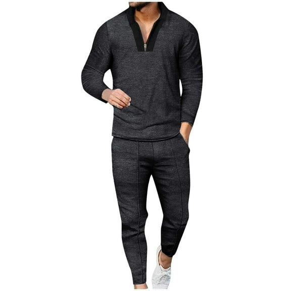 HOMADLES Sweatsuits for Men Set 2 Piece Stripe Long Sleeve Sweatshirt Sweatpants Relaxed Fit and Baggy Sweatpants Casual Jogger Outfits Dark Gray M