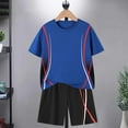 thumbnail image 1 of HOMADLES Sweatsuits for Teen Boys Gym Tee and Breathable Short Outfits Blue 11-12T, 1 of 7