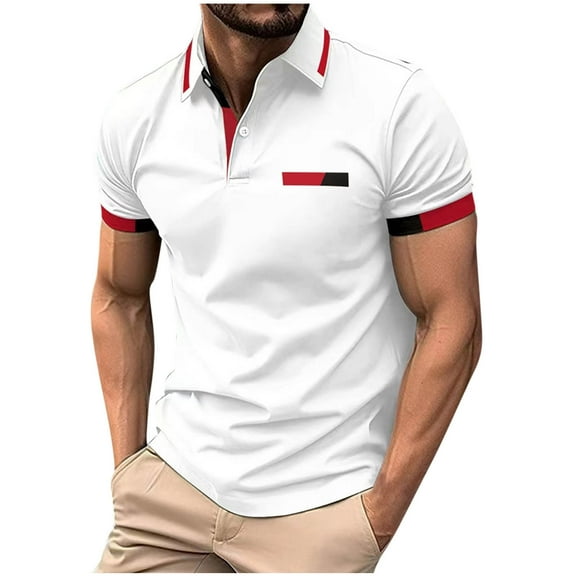 HOMADLES T Shirts for Men Solid Pique polo Thin polo Shirt White S