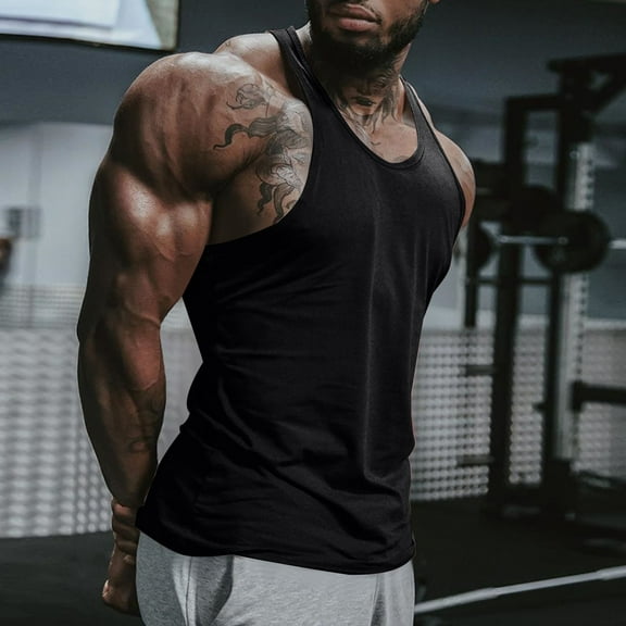 HOMADLES Mens Tank Tops Crewneck Gym Lightweight Quick Dry Muscle Summer Sleeveless Tops Black L