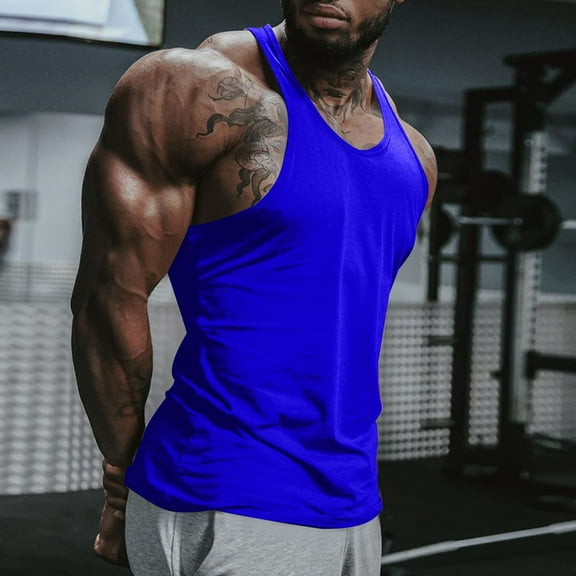 HOMADLES Mens Tank Tops Crewneck Gym Lightweight Quick Dry Muscle Summer Sleeveless Tops Dark Blue M