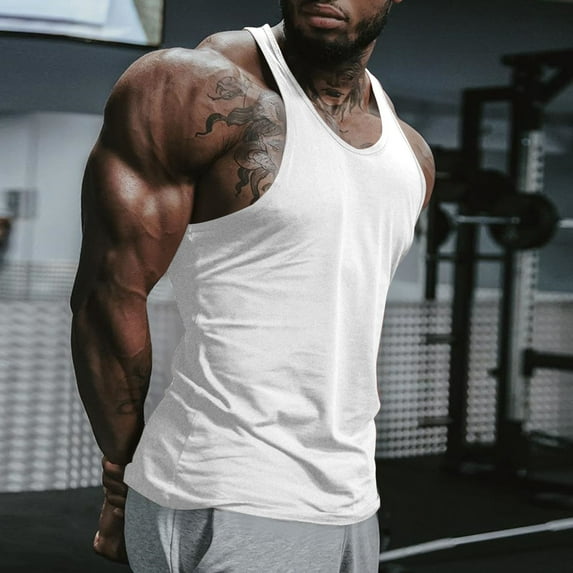 HOMADLES Mens Tank Tops Crewneck Gym Lightweight Quick Dry Muscle Summer Sleeveless Tops White S