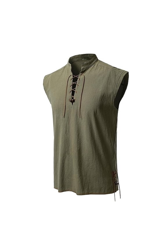Tank Tops Men Linen V-neck Basice Tank for Men Casual Muscle Outdoor Athletic Sleeveless Tank Tops Lightweight Work Shirt Army Green M