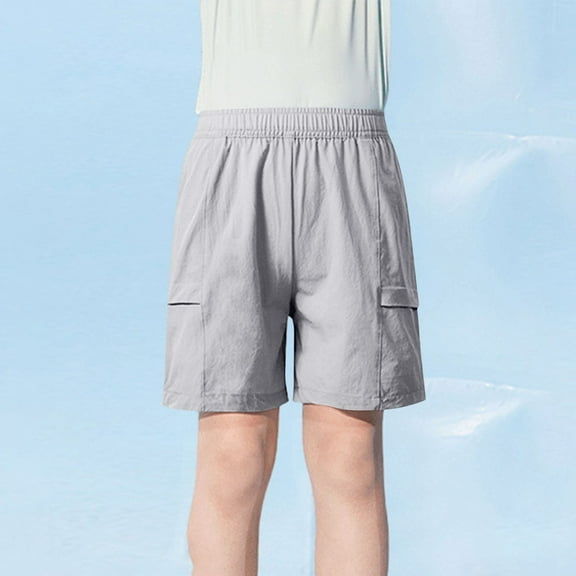 HOMADLES Teen Boys Cargo Shorts Ice Silk Elastic Waist Loose Straight Quick Dry Leightweight Solid Summer Casual Thin Cargo Shorts Purple 11 T