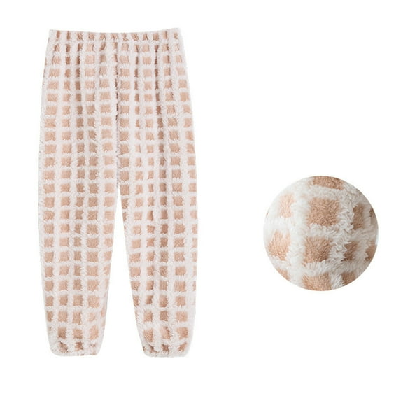 HOMADLES Teen Boys Jogger Pants Pajama Fleece Warm Plaid Casual Elastic Waist Stretch Jogger Sweatpants Beige 18