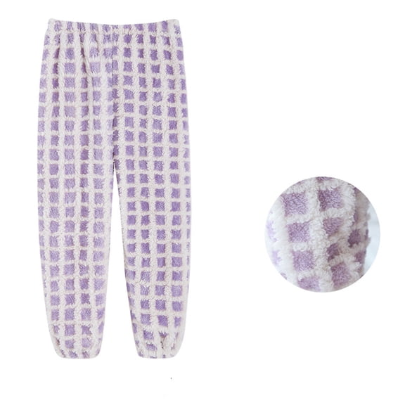 HOMADLES Teen Boys Jogger Pants Pajama Fleece Warm Plaid Casual Elastic Waist Stretch Jogger Sweatpants Purple 16