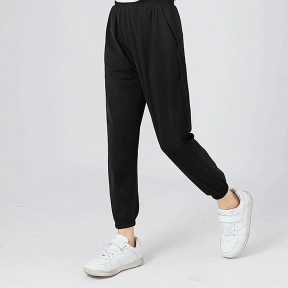 HOMADLES Teen Boys Jogger Pants with Pockets Sports Elastic Waist Hiking Workout Loose Casual Jogger Pants Black 13 T