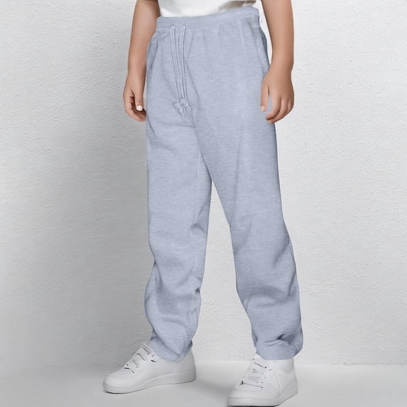 HOMADLES Teen Boys Joggers Pants Athletic Hiking Workout Elastic Waist Slim Straight with Pockets Drawstring Sweatpants Pants Gray 9 T