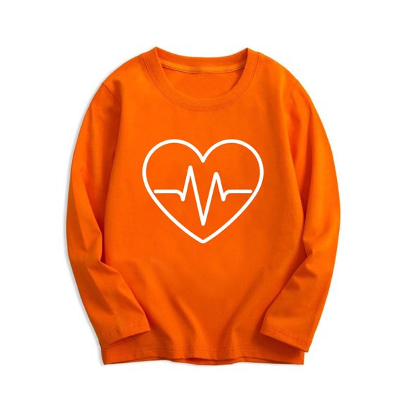 HOMADLES Teen Boys Long Sleeve Casual Shirt Casual Graphic Tee Fashion Print Roundneck Relaxed Fit Solid Clasic Sweatshirt Orange 13 T