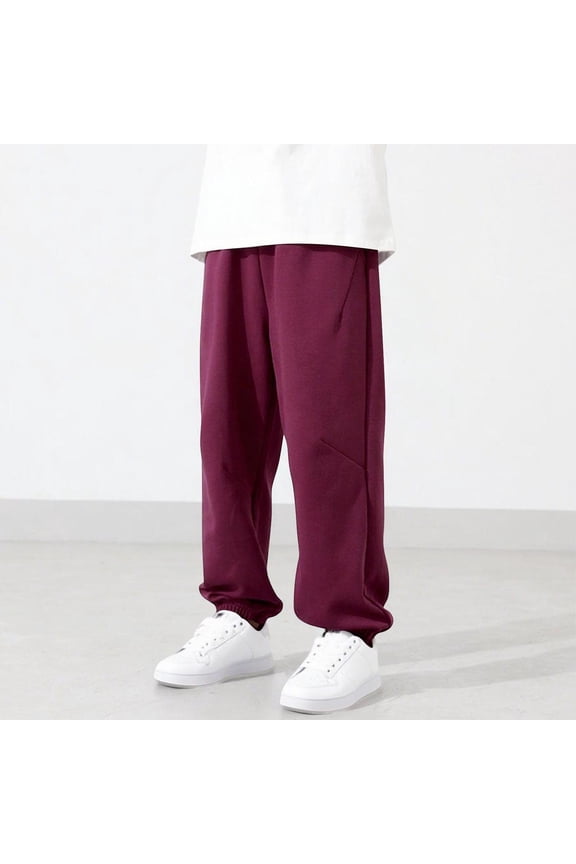 Teen Boys School Pants for Boys Flat Front Formal Hiking School Dress Pants, Cargo Pants Red 9 T