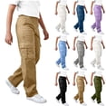 thumbnail image 1 of HOMADLES Teen Boys School Uniform Pants 14-15 Elastic Waist Straight Fit Baggy Joggers Pants Solid Multi-pocket Casual Pants Purple Size 120, 1 of 7