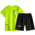 thumbnail image 1 of HOMADLES Teen Boys Sets 2 Piece Print Tee and Soft Short Outfits Green 11-12T, 1 of 5