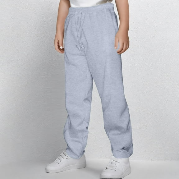 HOMADLES Teen Boys Sweatpants with Pockets Workout Straight Leg Elastic Waist Casual Drawstring Sweatpants Pants Gray 12 T