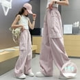thumbnail image 1 of HOMADLES Teen Girls Cargo Pants With Pockets Elastic Waist Lightweight&nbsp;Parachute Pants Cargo Pants Pink 7 T, 1 of 9