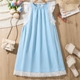 thumbnail image 1 of HOMADLES Teen Girls Dress Short Sleeve Ruffled Layered Solid Summer Crewneck Elastic Breathable Casual Dress Light Blue 11 T, 1 of 9
