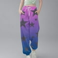 thumbnail image 1 of HOMADLES Teen Girls Jogger Pants Elastic Waist Gradient Star Printing Loose Drawstring Cargo Pants Purple 7-8T, 1 of 5