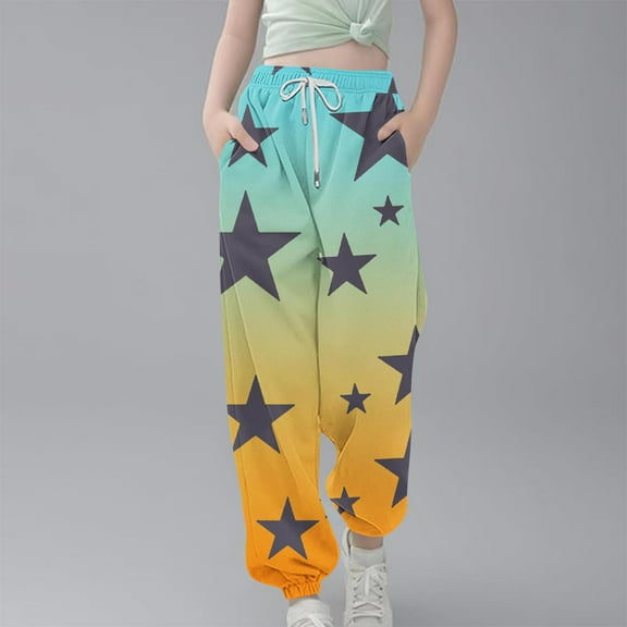 HOMADLES Teen Girls Jogger Pants with Pockets Elastic Waist Stretch Hiking Outdoor Drawstring Cargo Pants Orange 3-4T