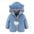 thumbnail image 1 of HOMADLES Toddler Baby Boys Puffer Jacket Ear Hood Fleece Lined Outerwear Warm Long Sleeve Hoodie Jacket Blue 0 Months, 1 of 3
