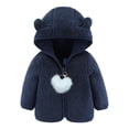 thumbnail image 1 of HOMADLES Toddler Baby Boys Puffer Jacket Ear Hood Fleece Lined Outerwear Warm Long Sleeve Hoodie Jacket Navy 12 Months, 1 of 3