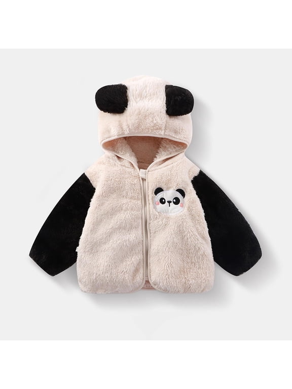 Toddler Baby Boys Puffer Jacket Ear Hood Fleece Lined Outerwear Warm Long Sleeve Outerwear Jacket White 9 Months