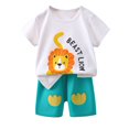 thumbnail image 1 of HOMADLES Toddler Boys Clothes Crewneck Short Sleeve Graphic Tee Elastic Waist Shorts Summer Set White 2 T, 1 of 3