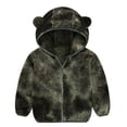 thumbnail image 1 of HOMADLES Toddler Boys Fleece Lined Jacket Warm Ear Hooded Fleece Lined Casual Baby Kids Zip Long Sleeve Casual Jacket Army Green 18 Months, 1 of 8