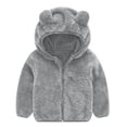 thumbnail image 1 of HOMADLES Toddler Boys Fleece Lined Keep Warm with Hoodie Soft Long Sleeve Zip Cute Coat Gray 18 Months, 1 of 3